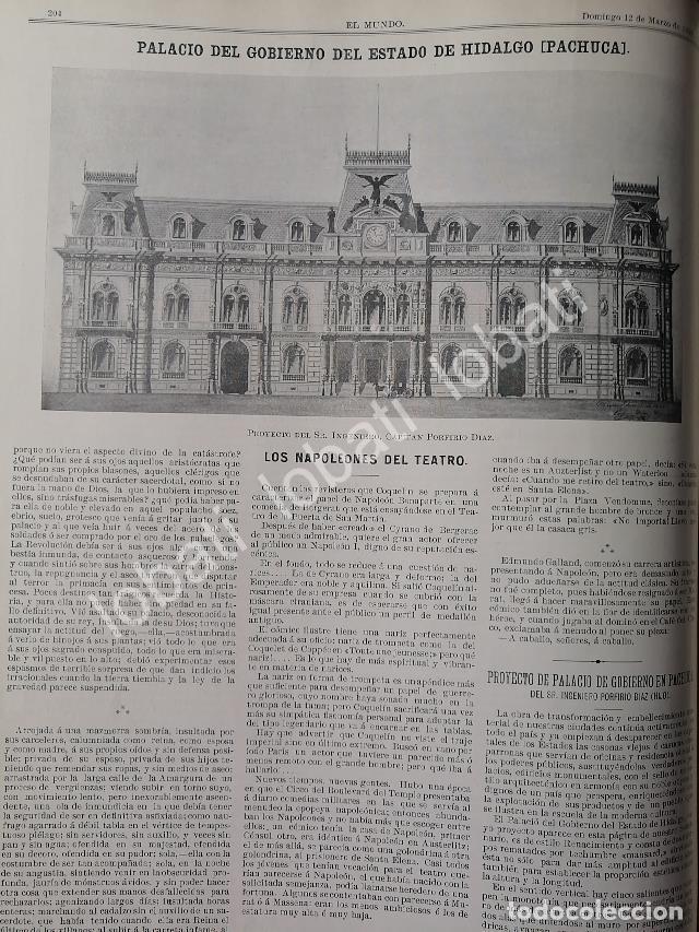 Collectionnisme d'affiches: CARTEL ANTIGUO ORIGINAL DE PROYECTO PALACIO DE GOBIERNO DE PACHUCA 1899 DE PORFIRIO DIAZ HIJO