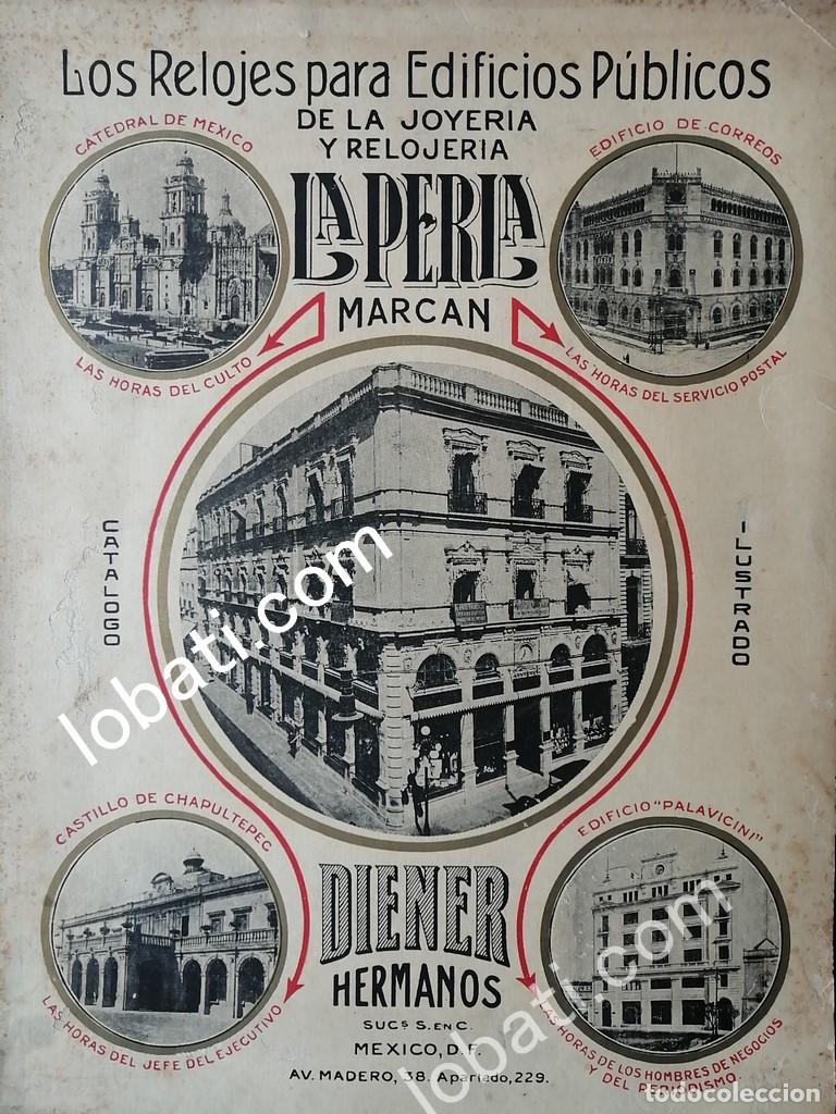 Poster collecting: CARTEL ANTIGUO ORIGINAL DE JOYERIA Y RELOJERIA LA PERLA 1923 RELOJES PARA EDIFICIOS / 776