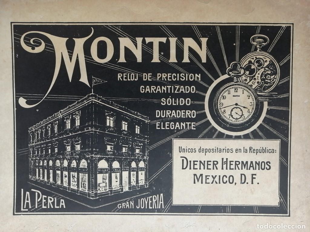 Poster collecting: CARTEL ANTIGUO ORIGINAL DE RELOJES MONTIN TIPO FERROCARRILERO, JOYERIA LA PERLA 1923 /602