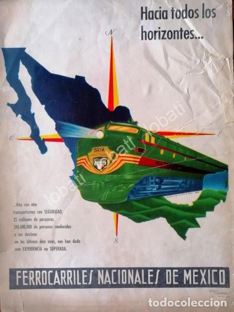 Poster collecting: CARTEL ANTIGUO ORIGINAL DE FERROCARRILES NACIONALES 1958 DIB LUPE GUERRERO