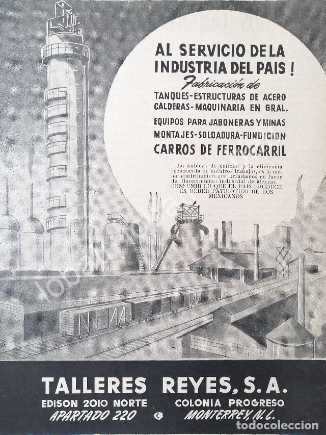 Poster collecting: CARTEL ANTIGUO ORIGINAL DE TALLERES REYES S.A 1943 MONTERREY /290 SUPER RARO
