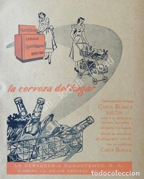 Collectionnisme d'affiches: CARTEL ANTIGUO ORIGINAL DE CERVEZA CARTA BLANCA 1952 /214