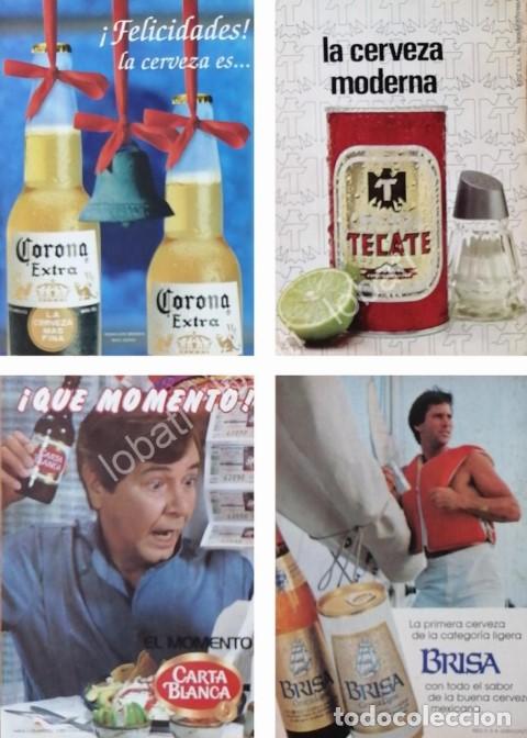 Collectionnisme d'affiches: CARTEL ANTIGUO ORIGINAL DE SET DE 4 AFICHES RETRO CERVEZAS VARIAS, A&Ntilde;OS 70s /209