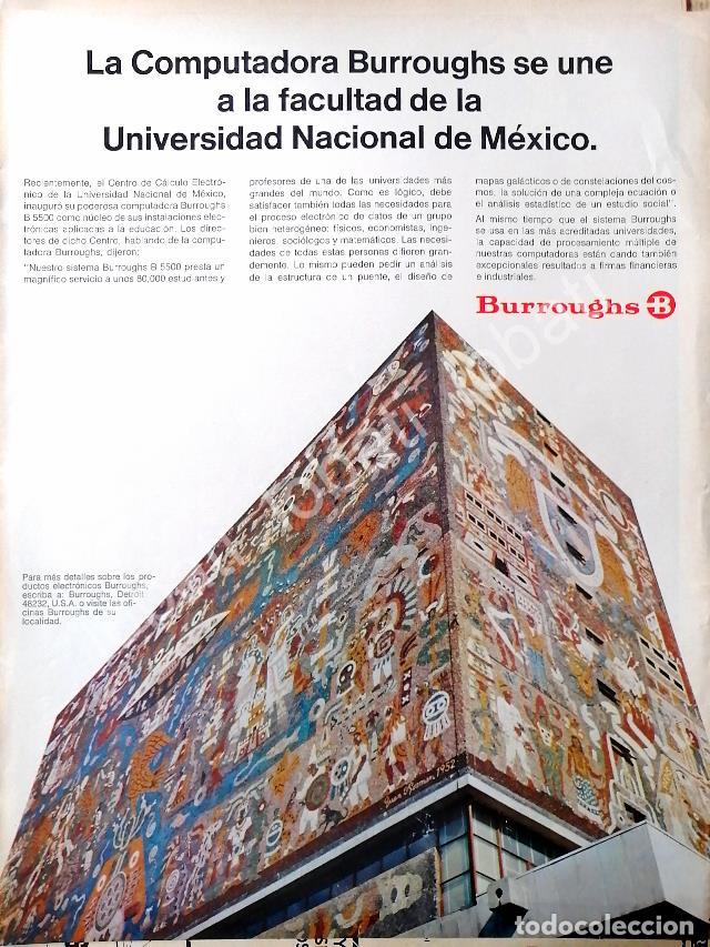 Collectionnisme d'affiches: CARTEL ANTIGUO ORIGINAL DE CCE. UNAM COMPRA COMPUTADORA BURROUGHS B5500 1969 /302