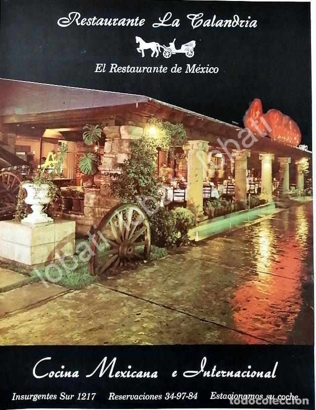 Collectionnisme d'affiches: CARTEL ANTIGUO ORIGINAL DE RESTAURANTE LA CALANDRIA 1967 /308 MUY RARO