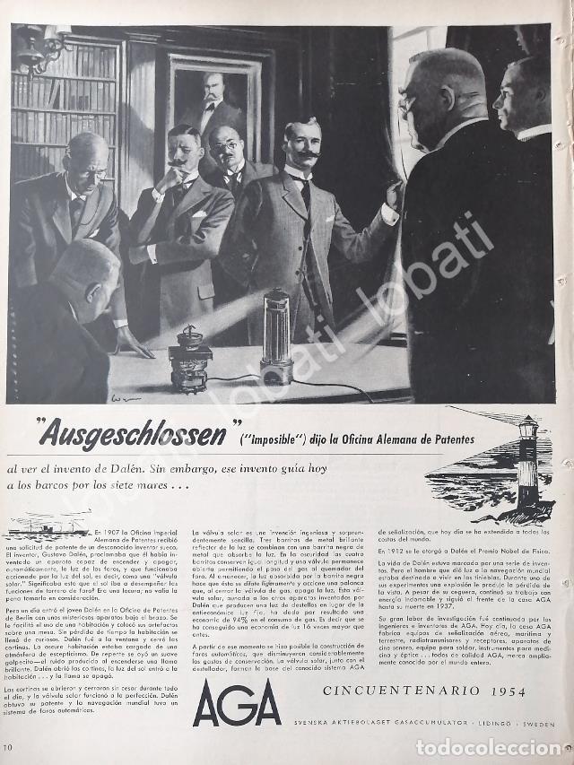 Collectionnisme d'affiches: CARTEL ANTIGUO ORIGINAL DE AGA. AKTIBIOLAGET GAS ACCUMULATOR 1954 /313 SUPER RARO