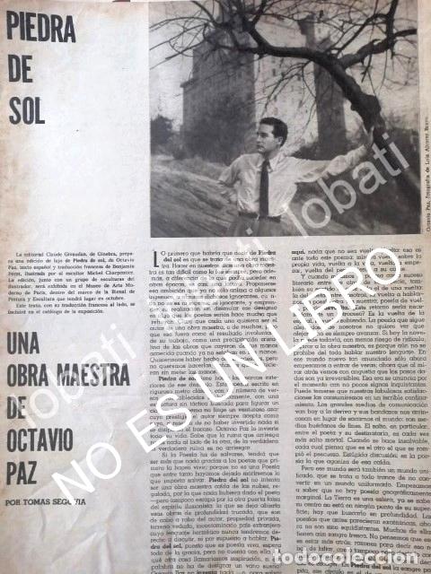 Poster collecting: CARTEL ANTIGUO ORIGINAL DE 1965 RESE&Ntilde;AN LIBRO. PIEDRA DEL SOL, OCTAVIO PAZ