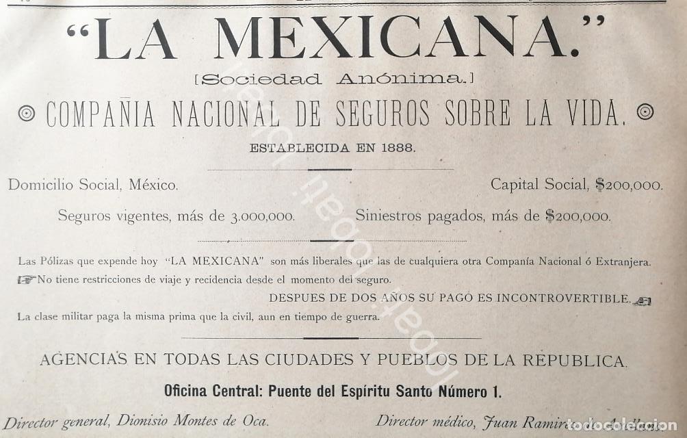 Sammeln von Plakaten: CARTEL ANTIGUO ORIGINAL DE COMPA&Ntilde;IA DE SEGUROS LA MEXICANA 1894 /367