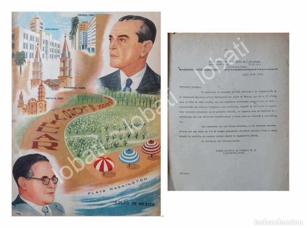 Sammeln von Plakaten: CARTEL ANTIGUO ORIGINAL DE INAUGURAN CARRETERA PLAYA WASHINGTON 1955