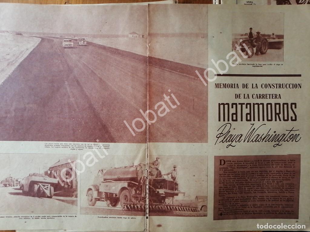 Collectionnisme d'affiches: CARTEL ANTIGUO ORIGINAL DE CONTRUCCION CARRETERA MATAMOROS PLAYA WASHINGTON
