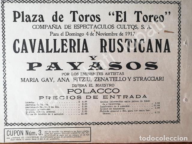 Sammeln von Plakaten: CARTEL ANTIGUO ORIGINAL DE PLAZA DE TOROS EL TOREO, RODEO, JARIPEO Y MAS 1917 / MUY RARO
