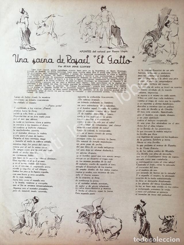 Sammeln von Plakaten: CARTEL ANTIGUO ORIGINAL DE TORERO EL GALLO. DIBUJO DE RUANO LLOPIS 1940s DEL NATURAL / TOROS