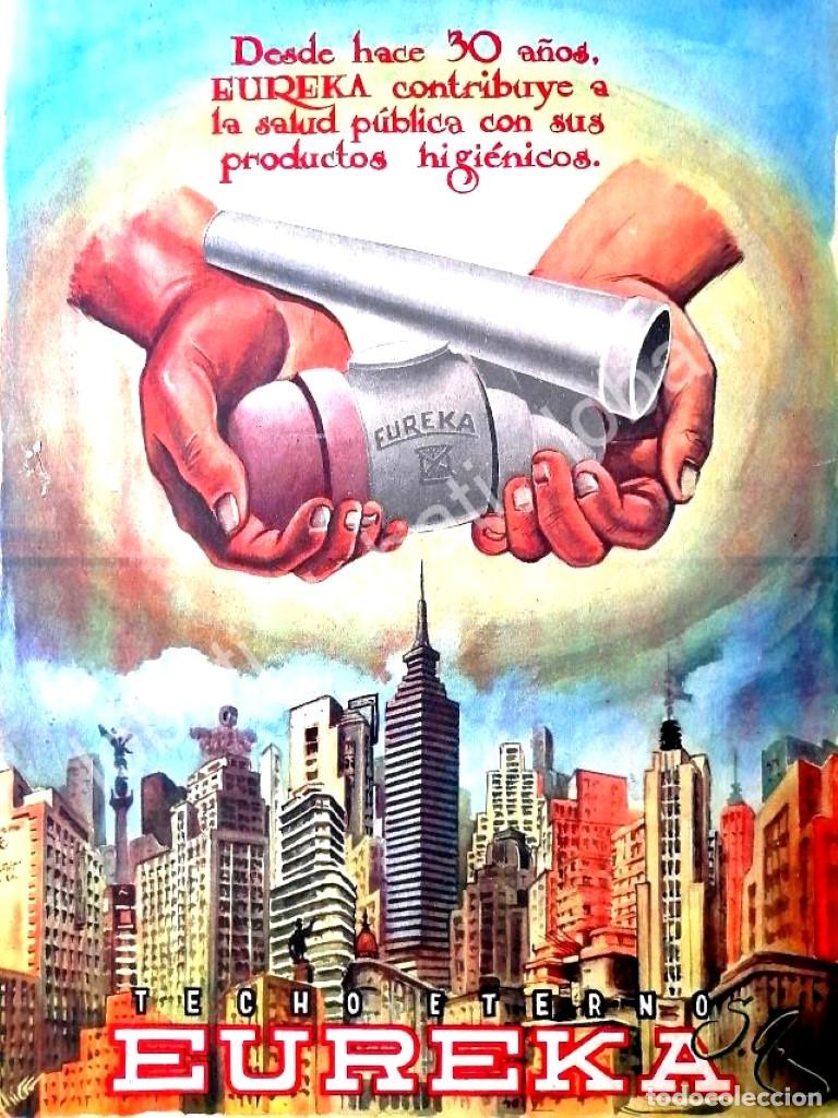 Coleccionismo de carteles: CARTEL ANTIGUO ORIGINAL DE TECHO ETERNO EUREKA S.A PUBLICIDAD ARTISTICA 1955 /393