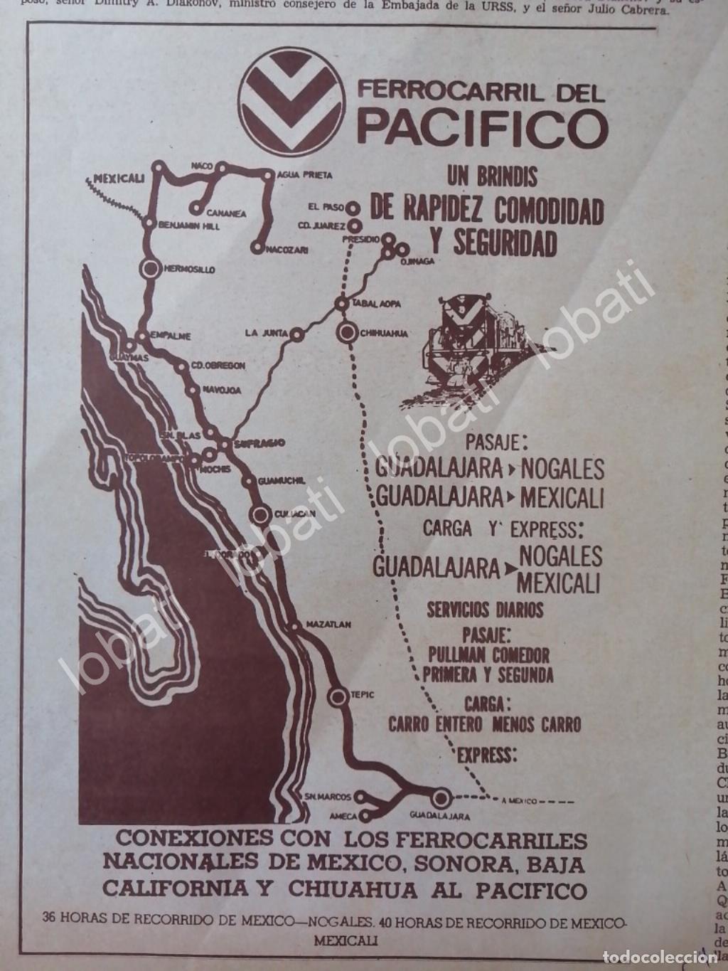 Collectionnisme d'affiches: CARTEL ANTIGUO ORIGINAL DE . FERROCARRIL DEL PACIFICO 1964