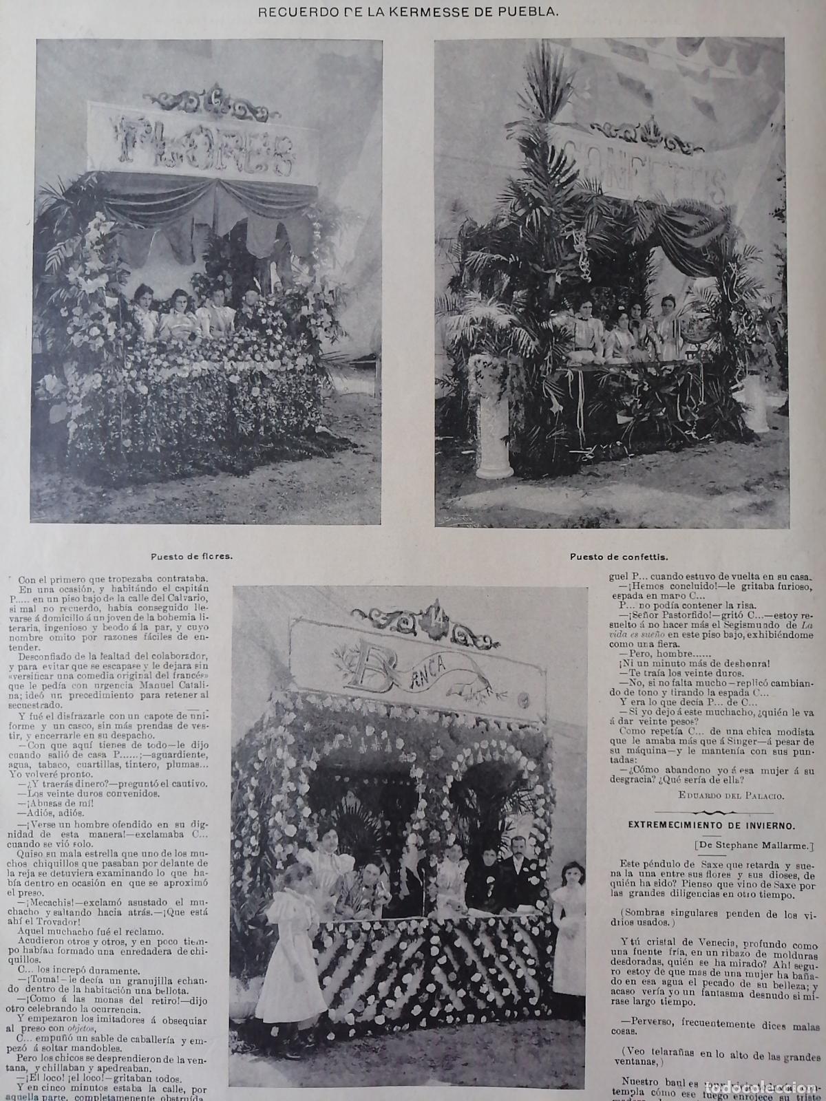 Collectionnisme d'affiches: CARTEL ANTIGUO ORIGINAL DE 1897 KERMESSE EN PUEBLA