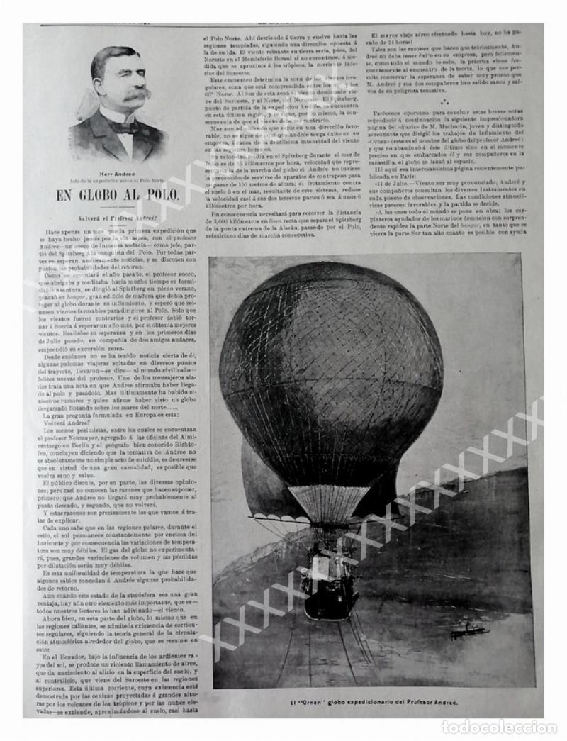 Collectionnisme d'affiches: CARTEL ANTIGUO ORIGINAL DE 1897 EXPEDICION ARTICA DE ANDREE