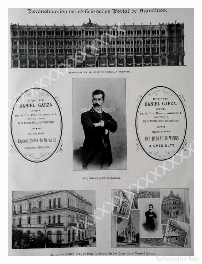 Colecionismo de cartazes: CARTEL ANTIGUO ORIGINAL DE 1897 ARQUITECTO DANIEL GARZA