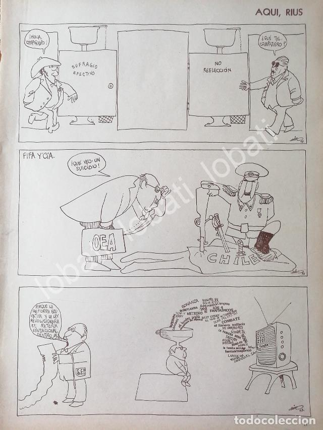 Colecionismo de cartazes: CARTEL ANTIGUO ORIGINAL DE CARICATURA VINTAGE DE RIUS. ASESINATO DE SALVADOR ALLENDE Y MAS 1973