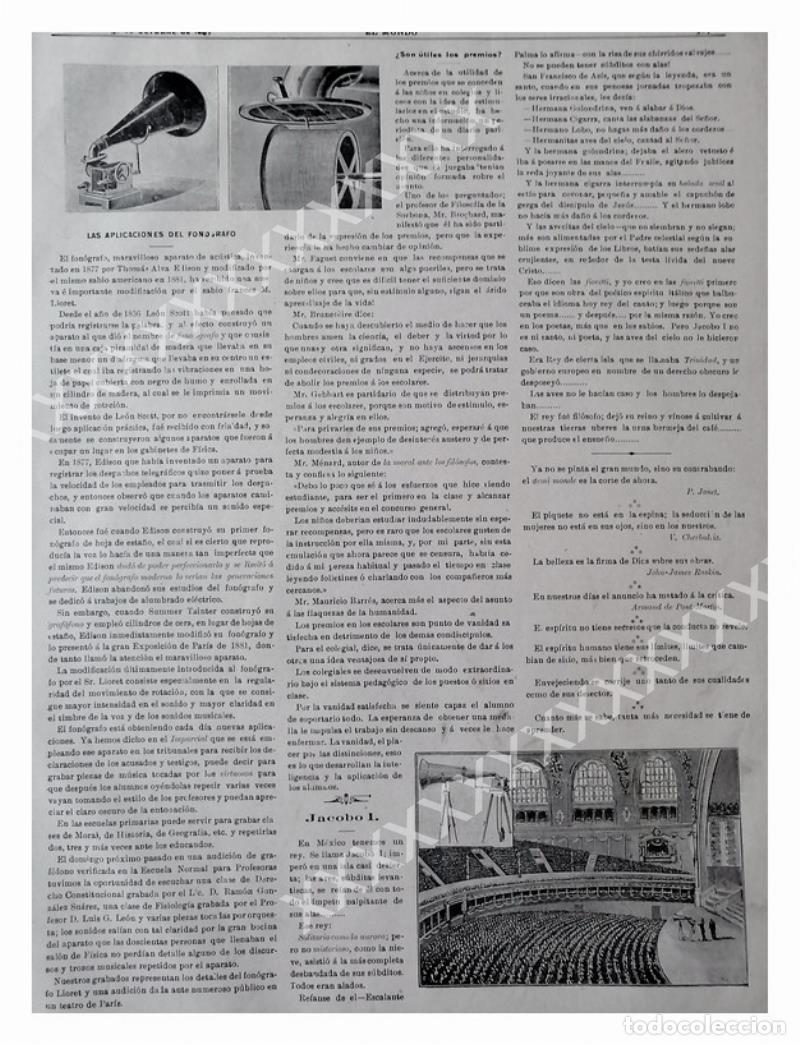 Colecionismo de cartazes: CARTEL ANTIGUO ORIGINAL DE 1897 EL FONOGRAFO Y SUS APLICACIONES