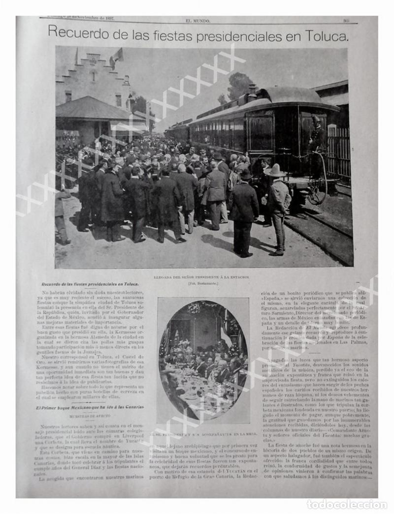 Sammeln von Plakaten: CARTEL ANTIGUO ORIGINAL DE 1897 PORFIRIO DIAZ EN FIESTAS DE TOLUCA