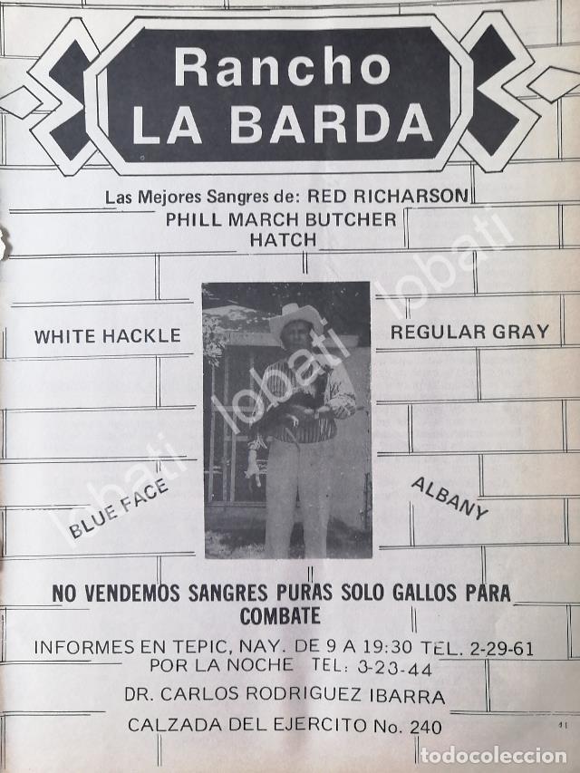 Sammeln von Plakaten: CARTEL ANTIGUO ORIGINAL DE CRIADERO DE GALLOS DE PELEA, RANCHO LA BARDA 1980s /454