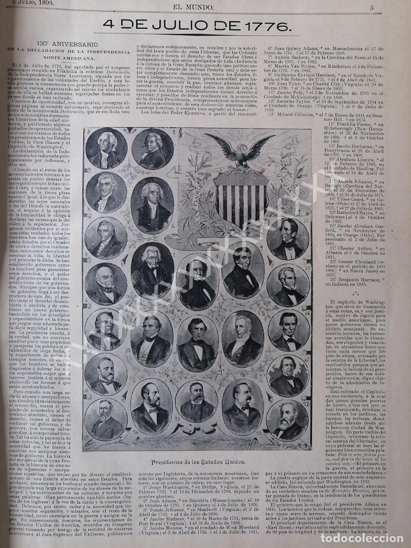Sammeln von Plakaten: CARTEL ANTIGUO 120 ANIVERSARIO INDEPENDENCIA U.S.A 1896