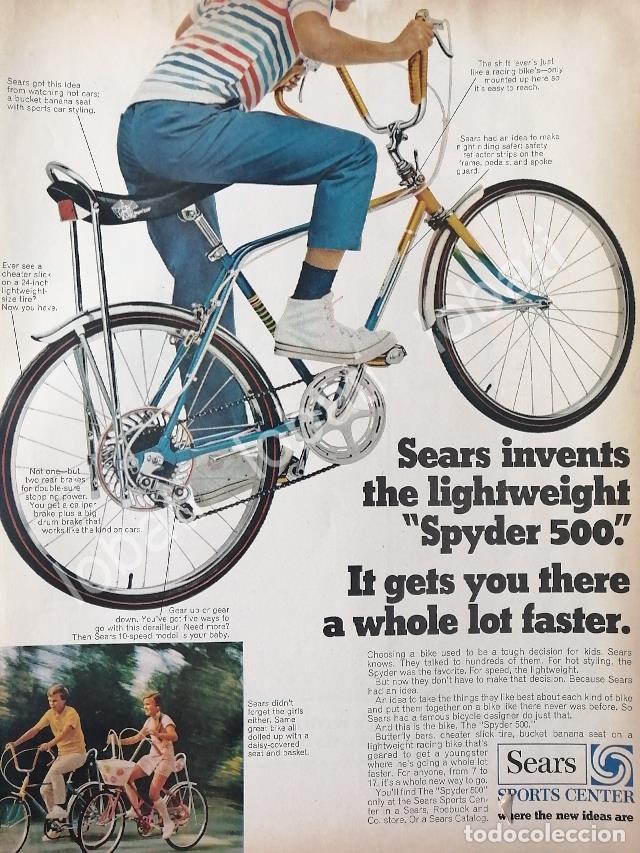 Coleccionismo de carteles: CARTEL ANTIGUO ORIGINAL DE BICICLETA SEARS SPYDER 500 1970 /488