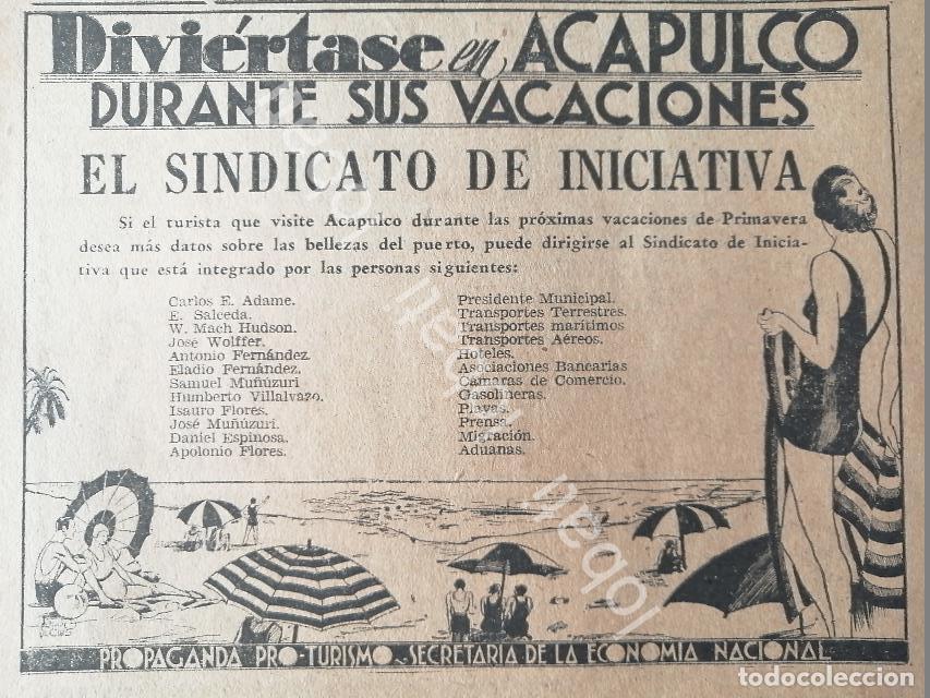 Sammeln von Plakaten: CARTEL ANTIGUO ORIGINAL DE SECRETARIA DE TURISMO ,SINDICATO DE INICIATIVA, ACAPULCO 1930s /492