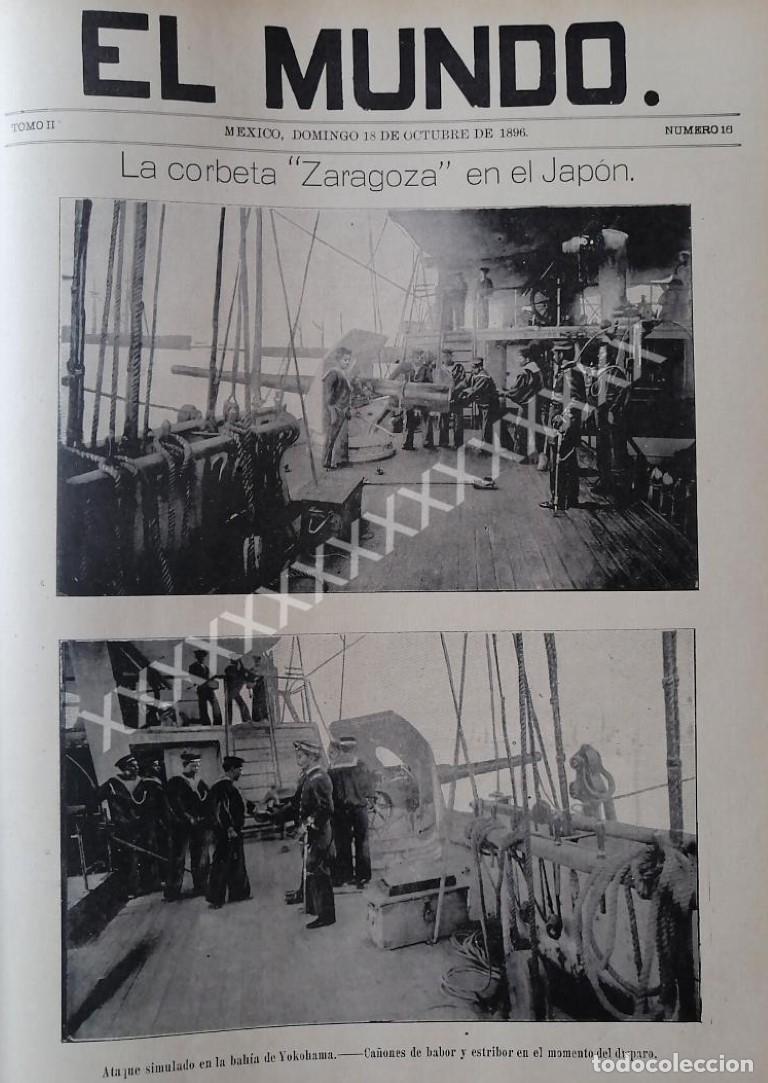 Collectionnisme d'affiches: PORTADA ANTIGUA 1896 LA CORBETA ZARAGOZA EN JAPON