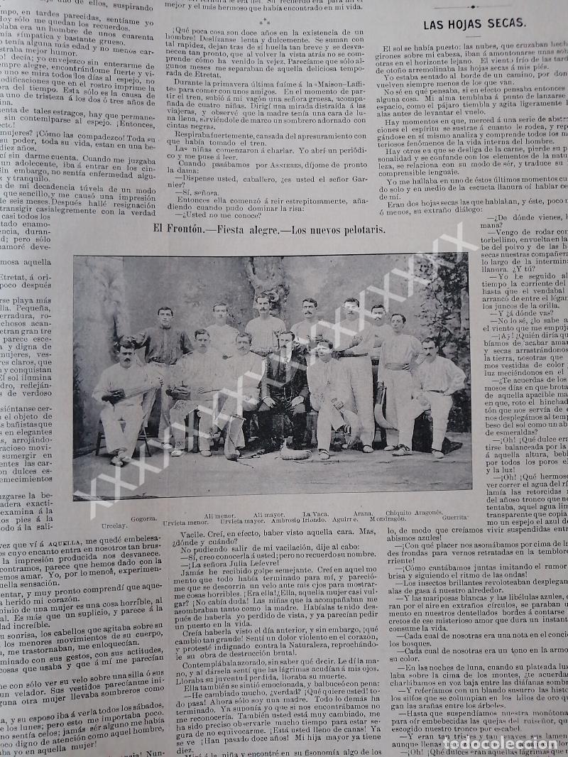 Collectionnisme d'affiches: NOTA PRENSA ANTIGUA 1896. JUGADORES FRONTON MEXICO