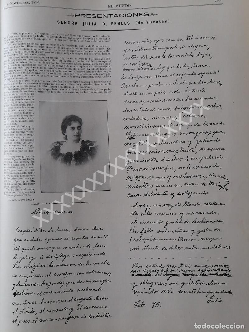 Collectionnisme d'affiches: NOTA DE PRENSA ANTIGUA JULIA D. FEBLES CANTON 1896