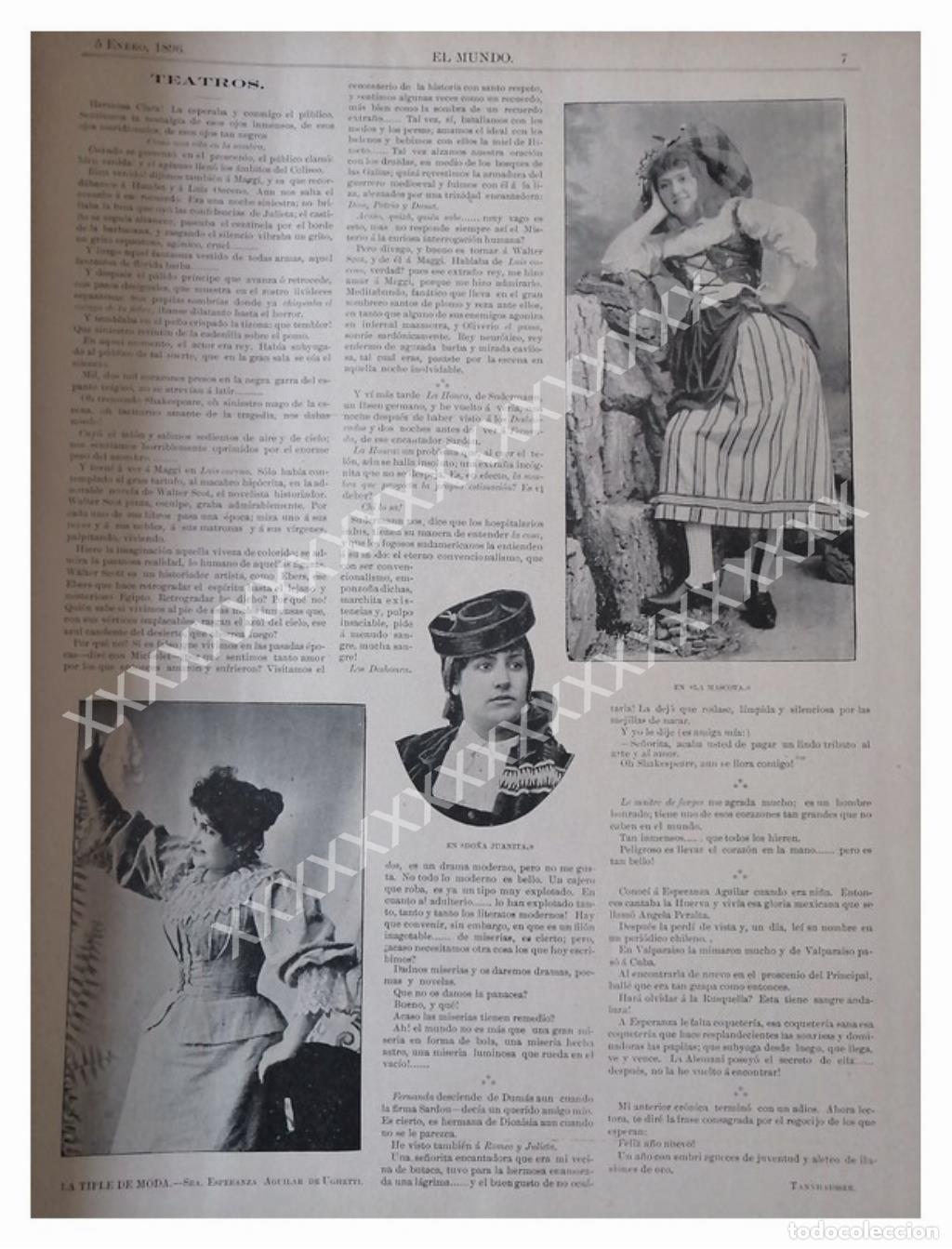 Sammeln von Plakaten: NOTA DE PRENSA 1896 ACTRIZ, ESPERANZA AGUILAR HUERVA /FEP