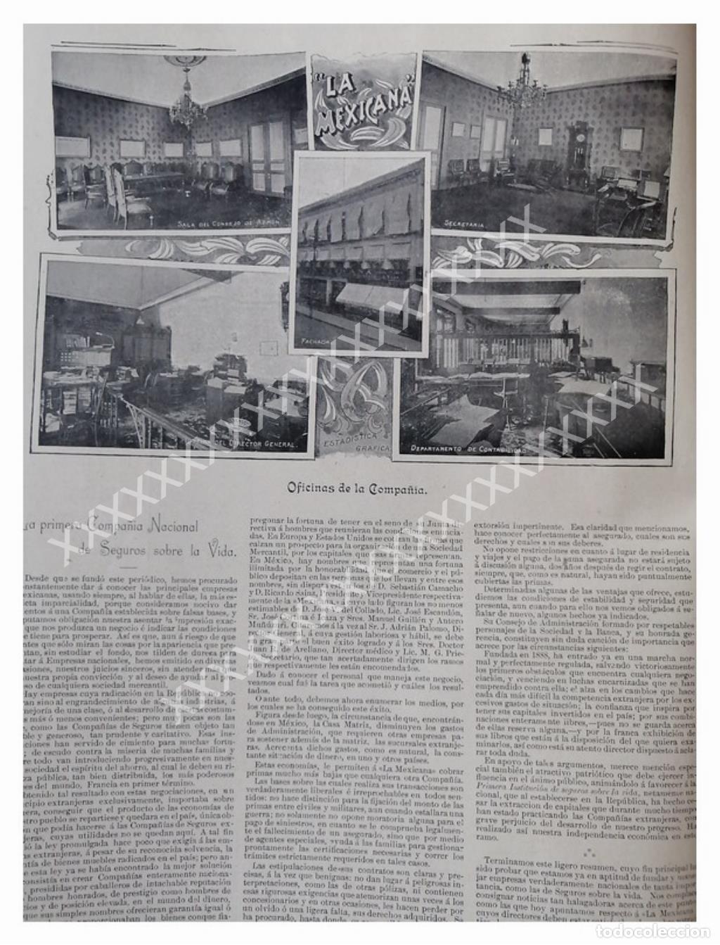 Sammeln von Plakaten: NOTA DE PRENSA 1896 COMPA&Ntilde;IA DE SEGUROS LA MEXICANA.