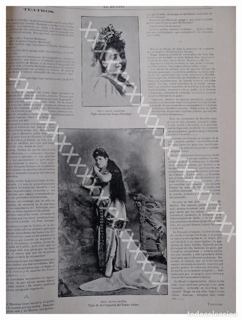 Sammeln von Plakaten: NOTA PRENSA ANTIGUA 1896 LA TIPLE. ELOISE LIBA&Ntilde;EZ