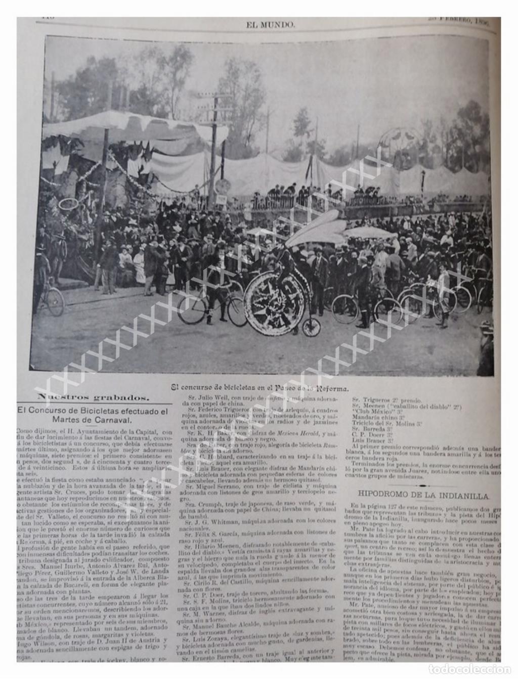 Coleccionismo de carteles: NOTA PRENSA ANTIGUA 1896 CONCURSO DE BICICLETAS