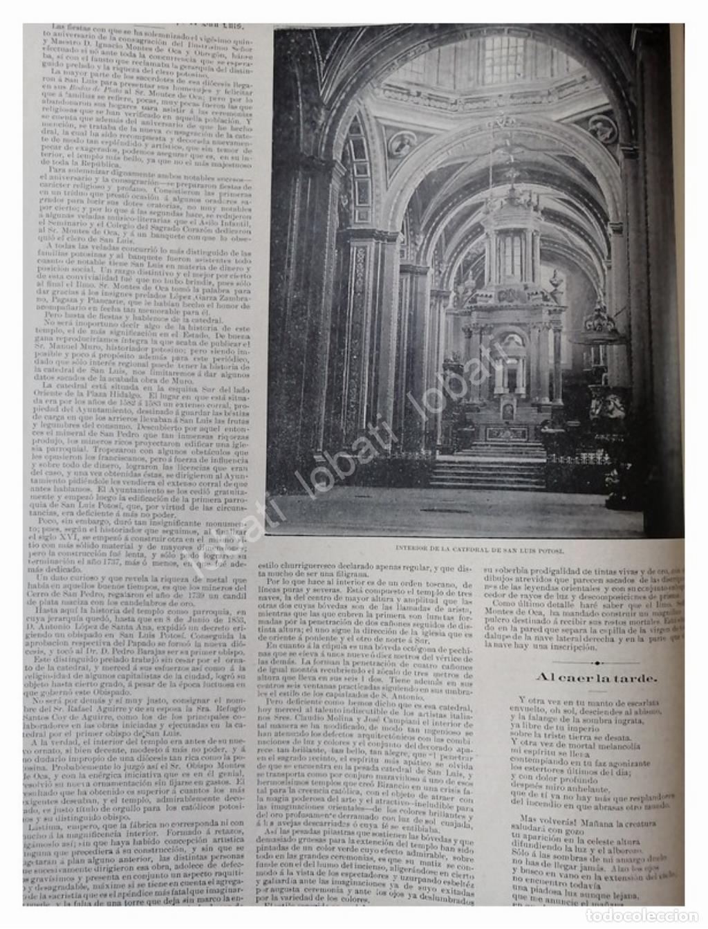 Collectionnisme d'affiches: NOTA PRENSA DE 1896. CATEDRAL DE SAN LUIS POTOSI