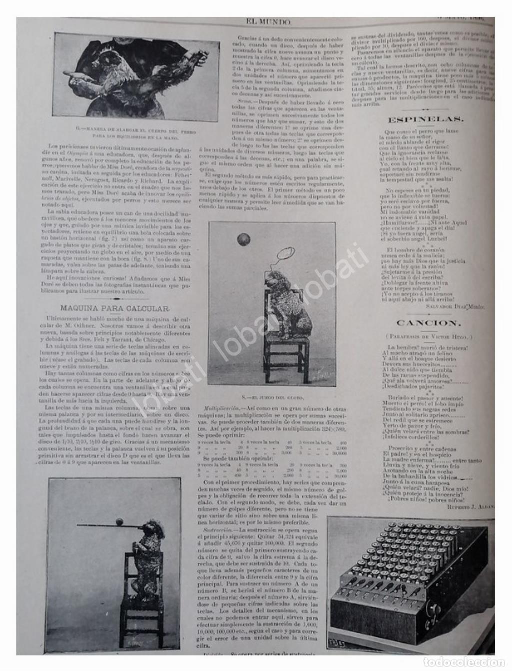 Collectionnisme d'affiches: NOTA PRENSA ANTIGUA. ADIESTRAMIENTO DE PERROS 1896