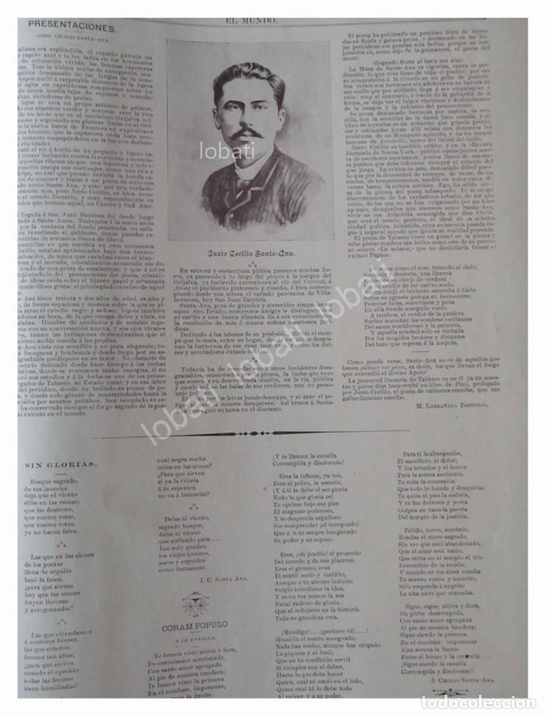 Sammeln von Plakaten: NOTA ANTIGUA 1896 PRESENTAN A JUSTO CECILIO SANTA ANNA
