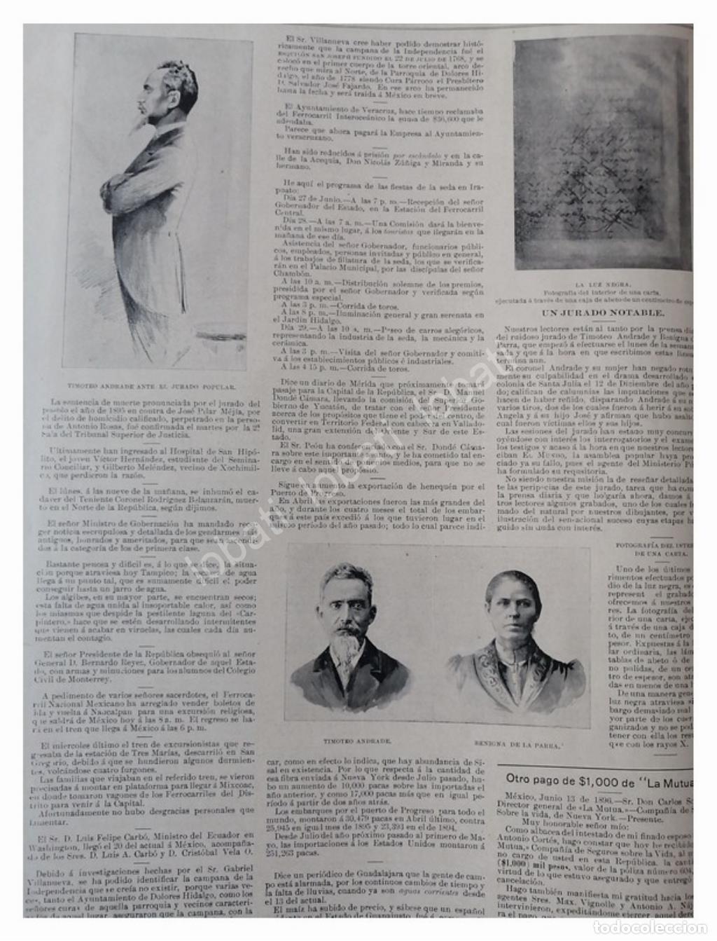 Sammeln von Plakaten: NOTA DE PRENSA ANTIGUA 1896 CASO TIMOTEO ANDRADE