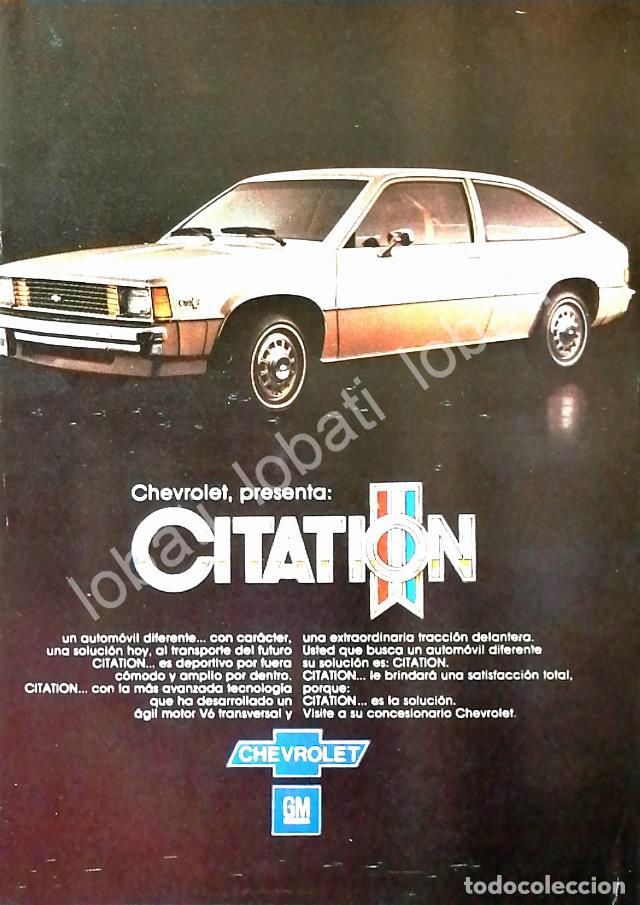 Coleccionismo de carteles: CARTEL ANTIGUO ORIGINAL DE MINI CARTEL AUTOS CHEVROLET CITATION 1981 PRIMERA EDICION MEX/558