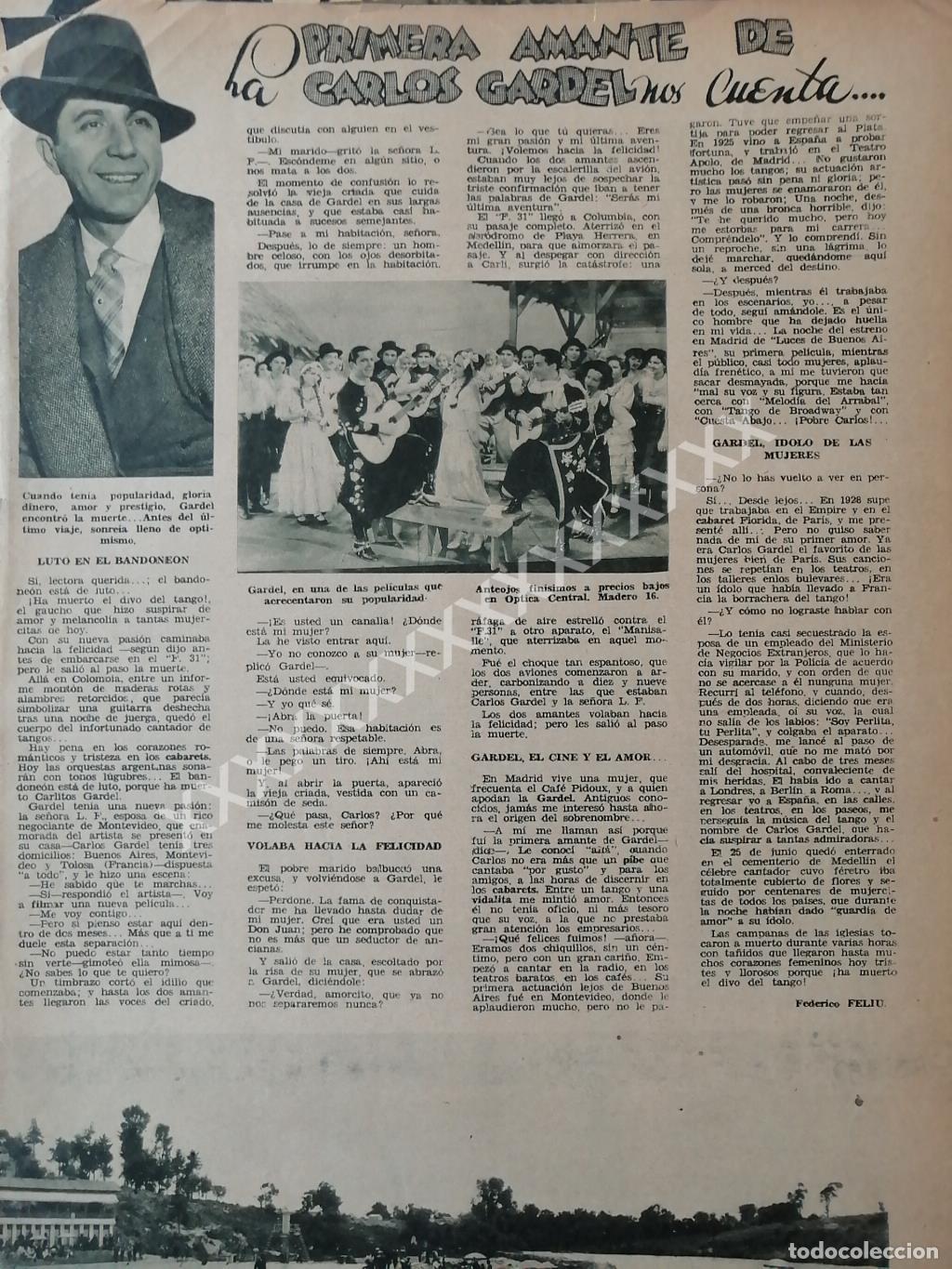 Sammeln von Plakaten: NOTA DE PRENSA ANTIGUA 1936 CARLOS GARDEL /FEP