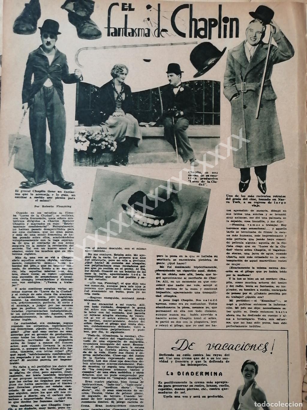 Sammeln von Plakaten: NOTA DE PRENSA ANTIGUA 1930 CHARLES CHAPLIN