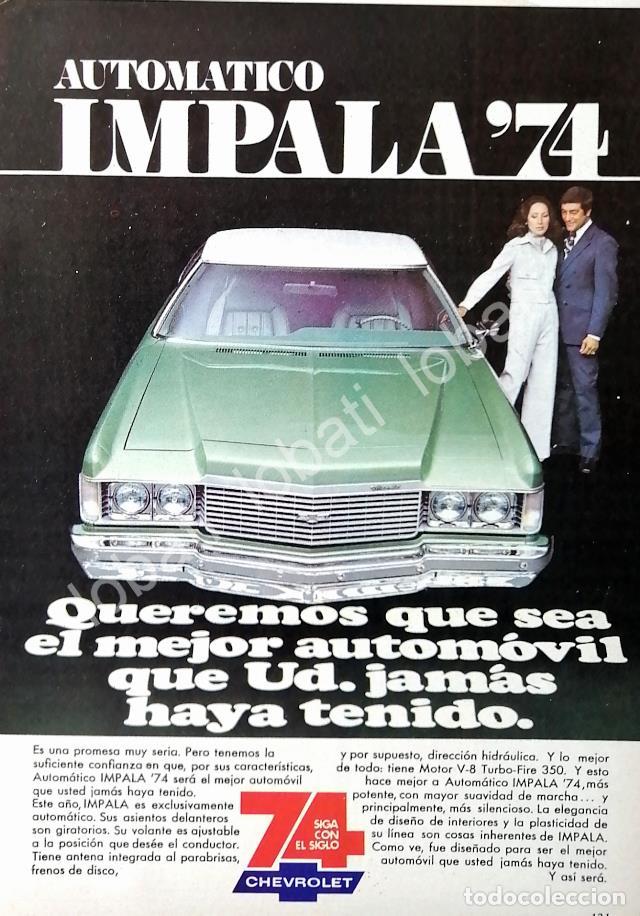 Sammeln von Plakaten: CARTEL ANTIGUO ORIGINAL DE MINI CARTEL AUTOS CHEVROLET IMPALA 1974 /562