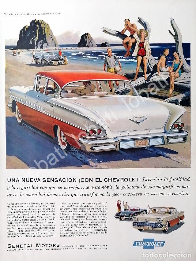 Sammeln von Plakaten: CARTEL ANTIGUO ORIGINAL DE AUTOS CHEVROLET BISCAYNE FISHER 1958 /583 /RARO