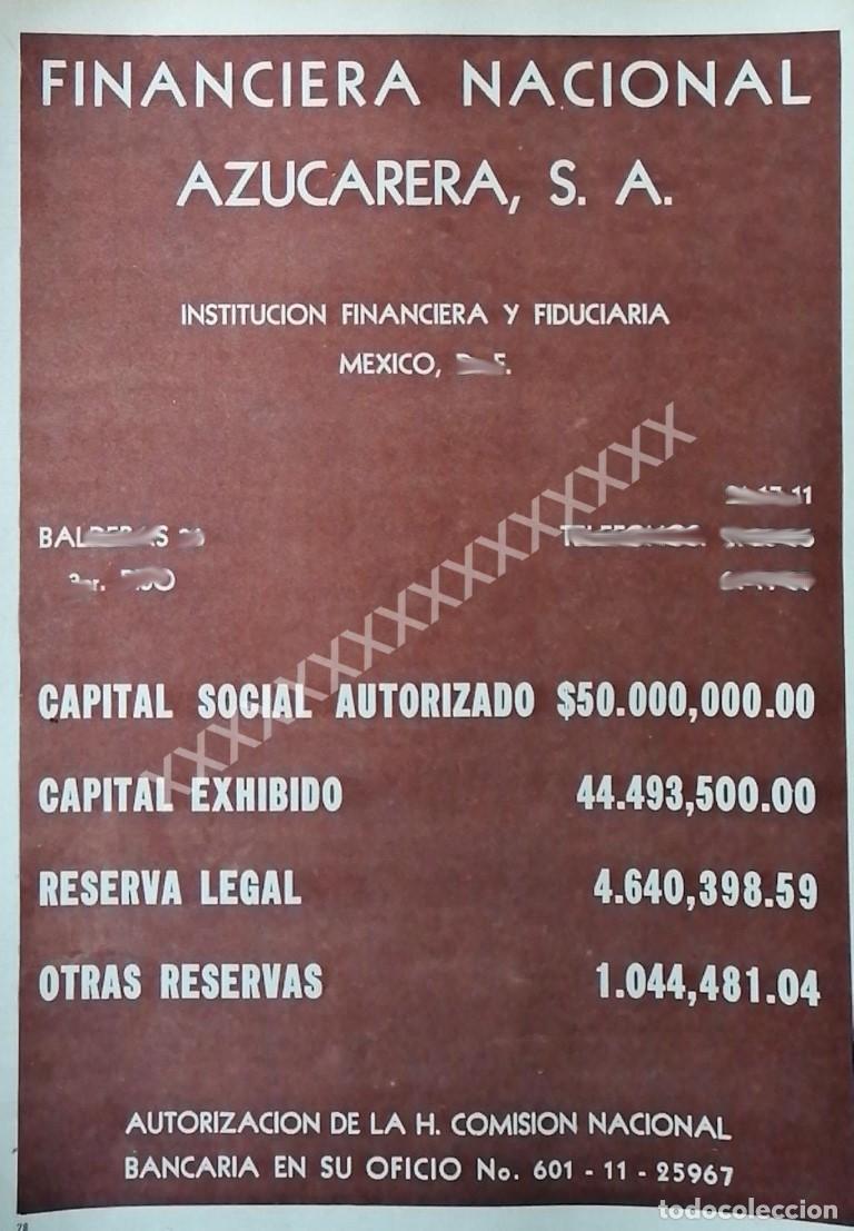 Collectionnisme d'affiches: CARTEL ANTIGUO BANCO FINANCIERA NAC. AZUCARERA 1959