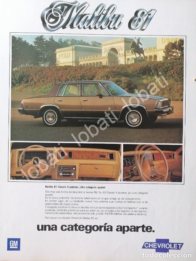 Collectionnisme d'affiches: CARTEL ANTIGUO ORIGINAL DE AUTOS CHEVROLET MALIBU CLASSIC 1981/618
