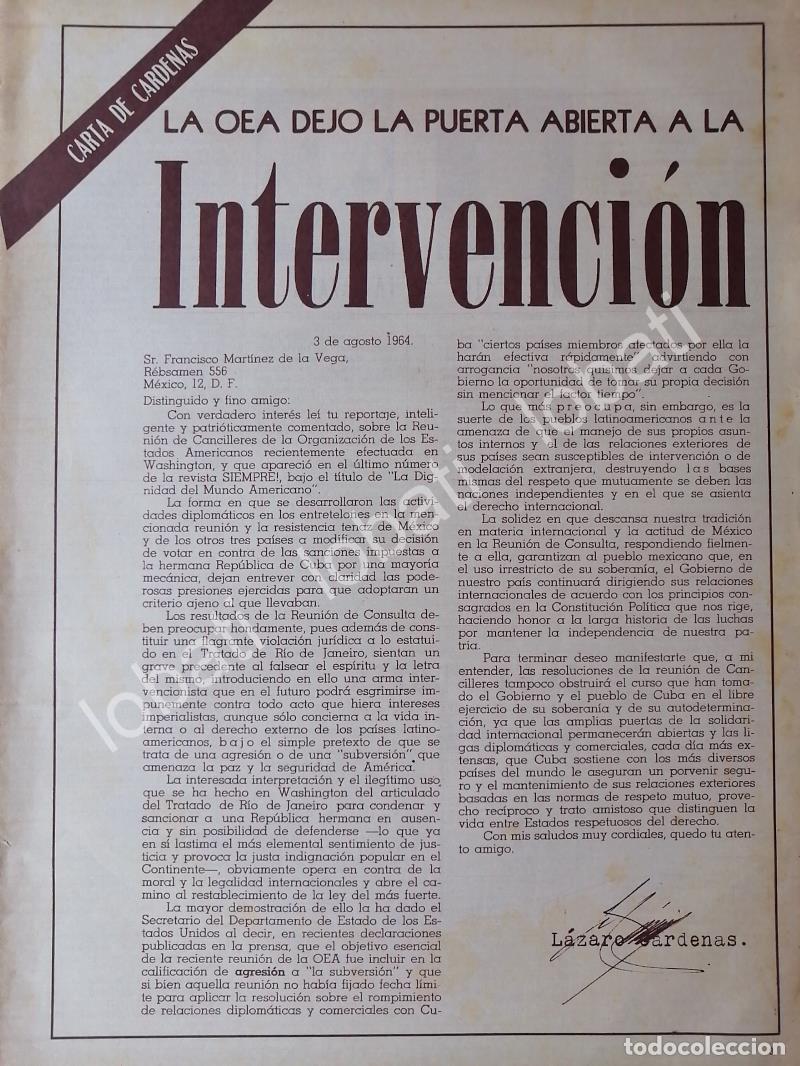 Collectionnisme d'affiches: AFICHE RETRO. LAZARO CARDENAS Vs LA O.E.A, PROFETICO 1964 /PLT