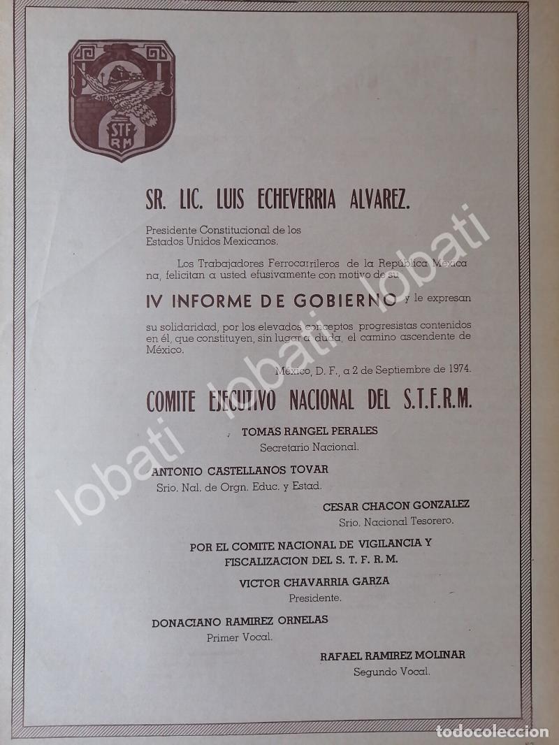 Collectionnisme d'affiches: AFICHE POLITICO RETRO. SINDICATO FERROCARRILERO A ECHEVERRIA 1974