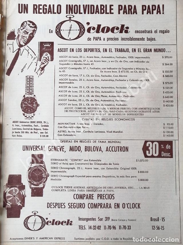Collectionnisme d'affiches: CARTEL ANTIGUO ORIGINAL DE RELOJERIA O&acute;CLOCK 1967 /517 (INSURGENTES SUR 319)
