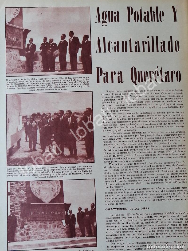 Collectionnisme d'affiches: NOTA DE PRENSA DIAZ ORDAZ INAUGURA OBRAS QUERETARO 1969
